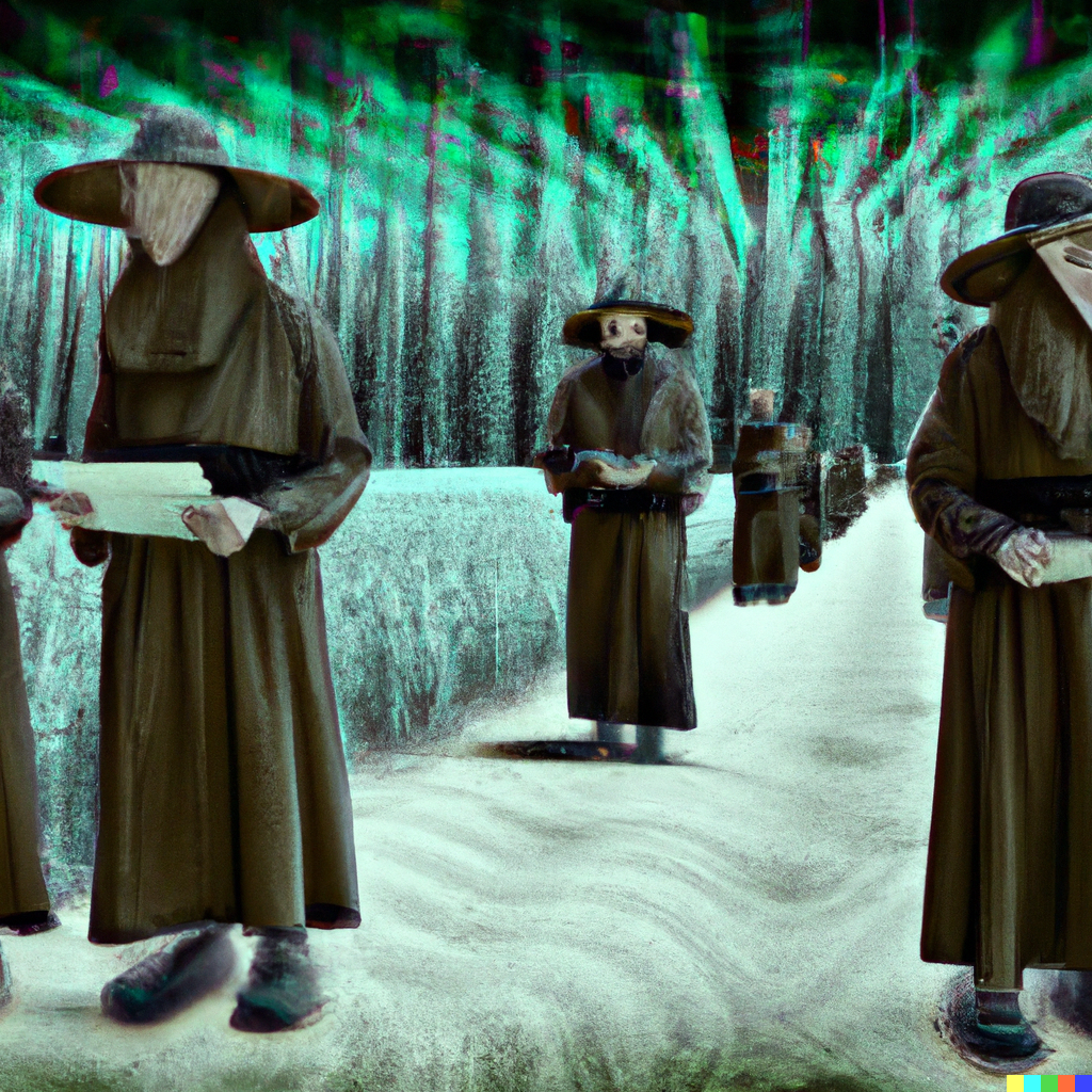 A.I generated image depicting the Amish in the Matrix